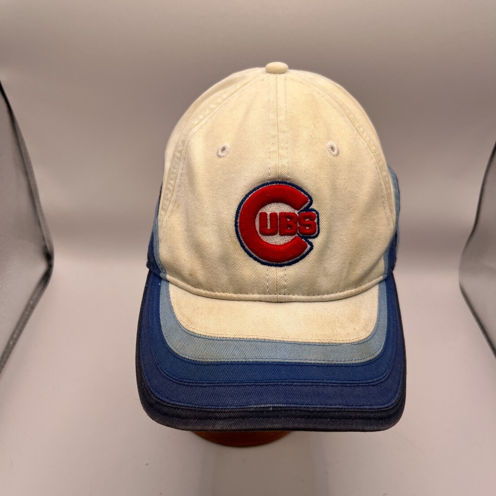 Chicago Cubs Hat Mens Adjustable Blue Cream Color Block Baseball Cap MLB